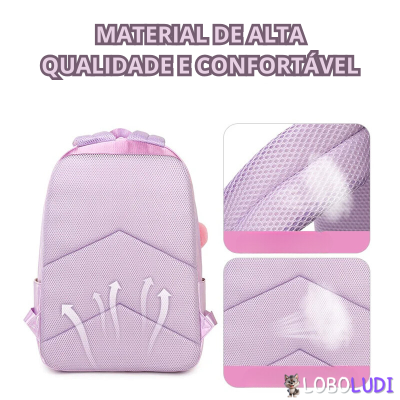 Conjunto 3pcs Mochila Escolar Para Meninas Holográfico Loboludi