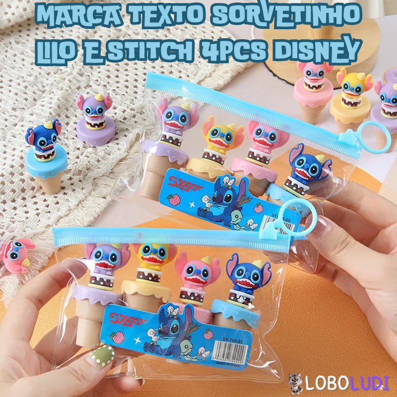 Marca Texto Sorvetinho Lilo e Stitch 4PCS Disney Loboludi