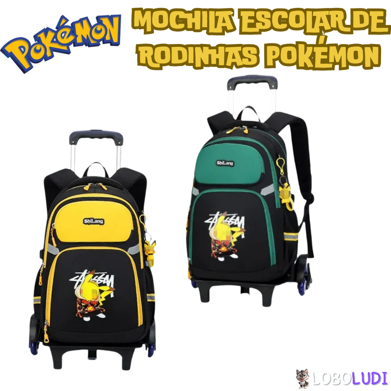 Mochila Escolar de Rodinhas Pokémon Loboludi