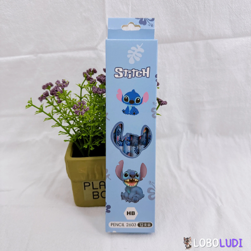 Kit Lápis de Cor Stitch e Lilo 12pcs Disney Loboludi