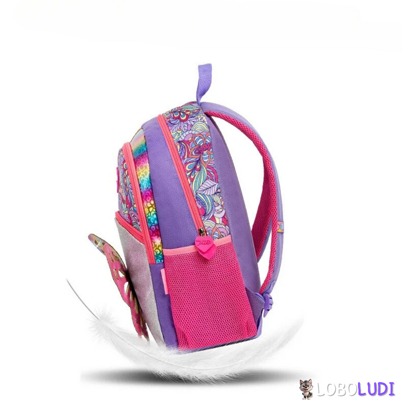 Mochila Escolar de Borboleta Arco Íris 3D loboludi