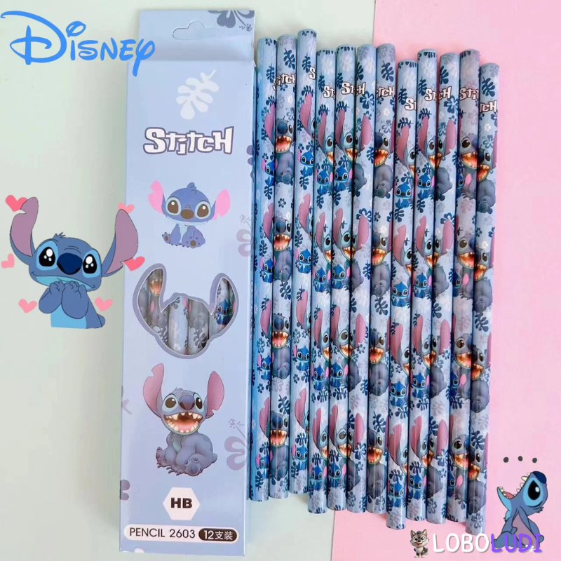 Kit Lápis de Cor Stitch e Lilo 12pcs Disney Loboludi