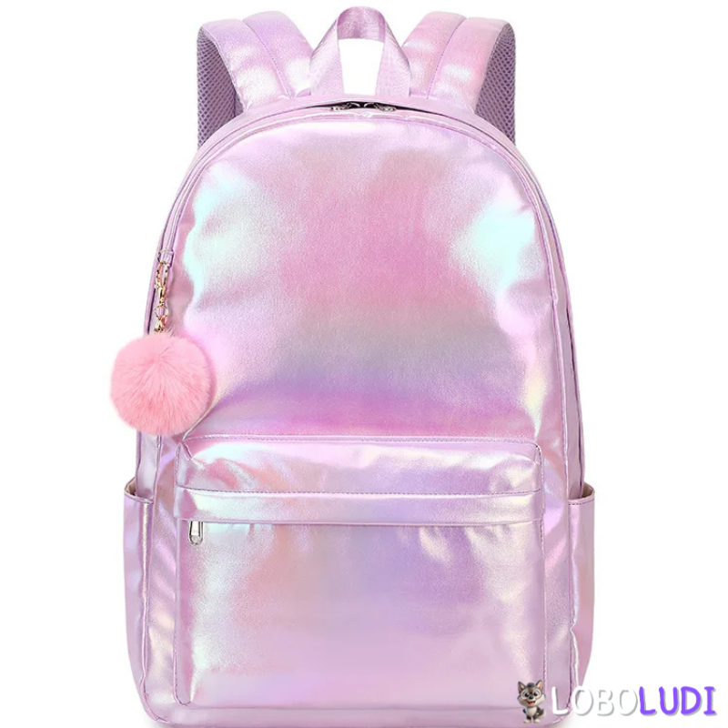 Conjunto 3pcs Mochila Escolar Para Meninas Holográfico Loboludi