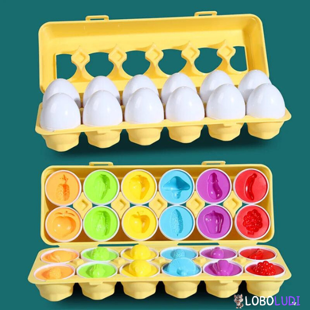 Caixa de Ovos de Frutas Montessori Educativo Loboludi