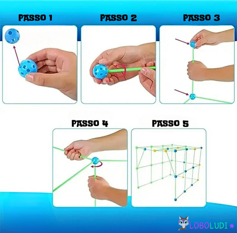 Kit construção de tenda 3D LoboLudi™