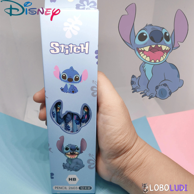 Kit Lápis de Cor Stitch e Lilo 12pcs Disney Loboludi