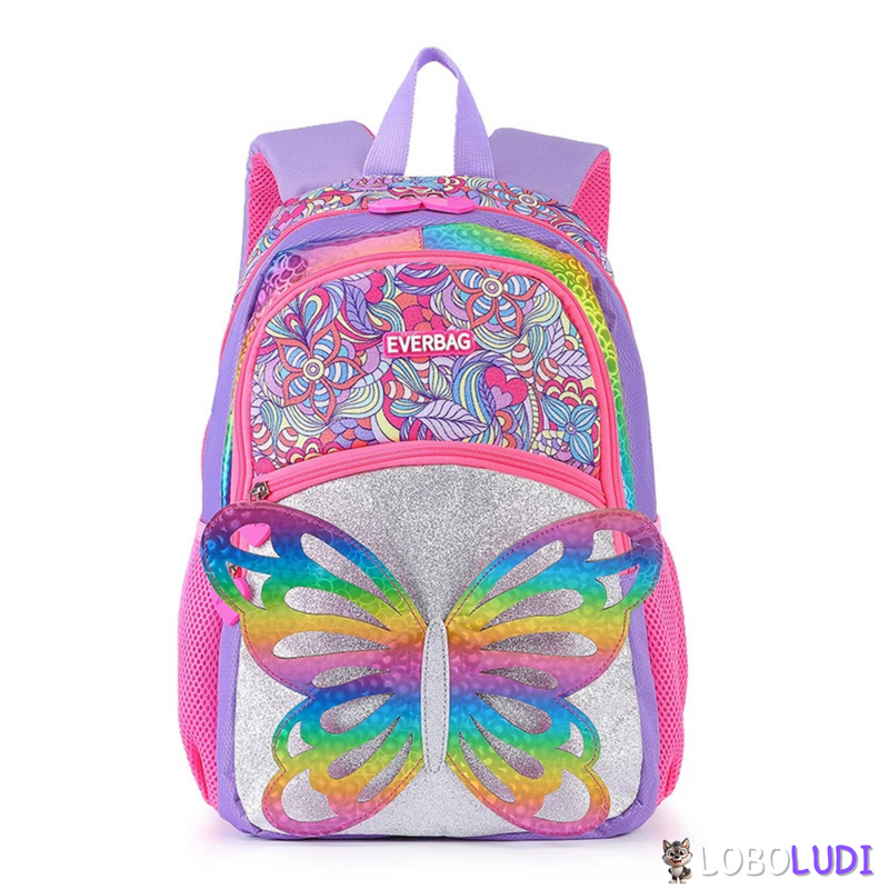 Mochila Escolar de Borboleta Arco Íris 3D loboludi