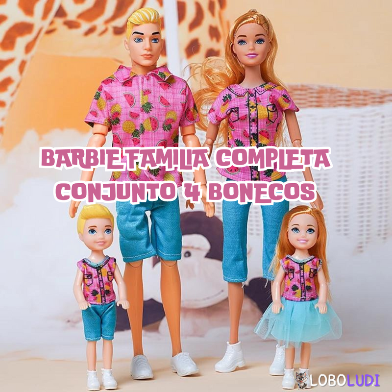 Barbie Familia Completa Conjunto 4 Bonecos Loboludi