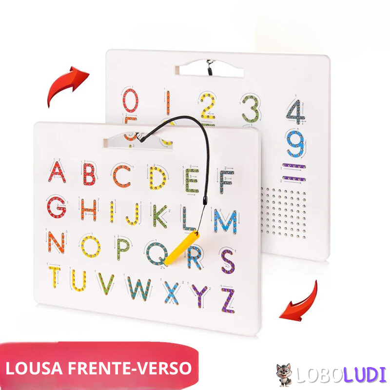 Lousa Mágnetica Letras e Números - Brinquedo Pedagógico de Alfabetização Loboludi