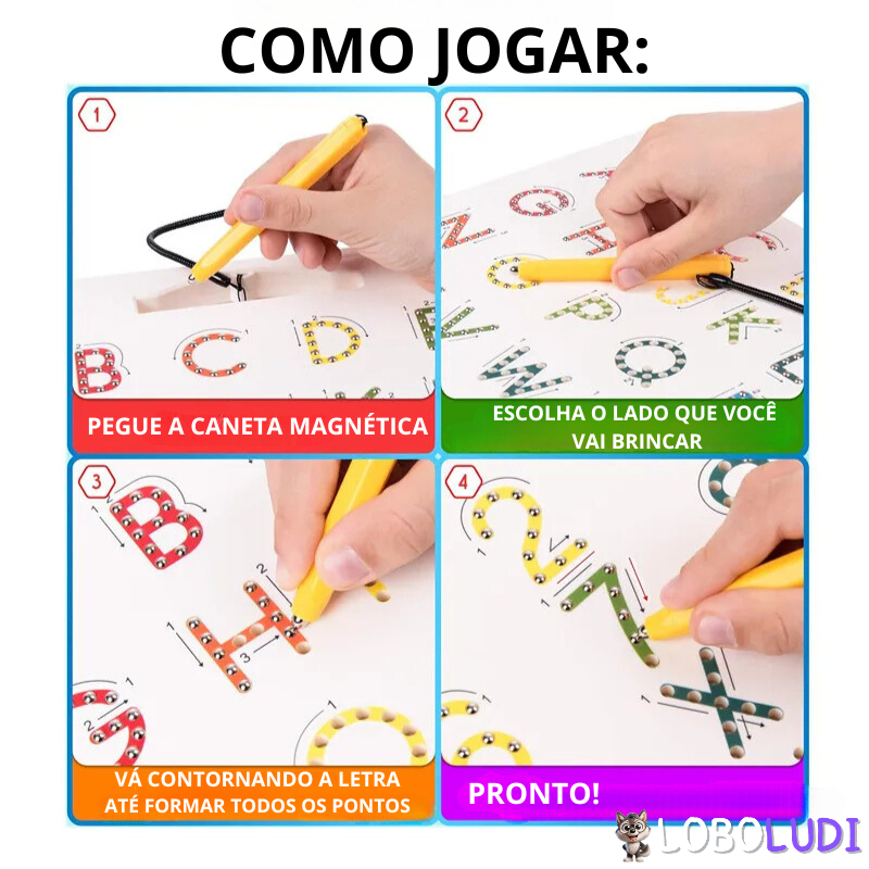 Lousa Mágnetica Letras e Números - Brinquedo Pedagógico de Alfabetização Loboludi