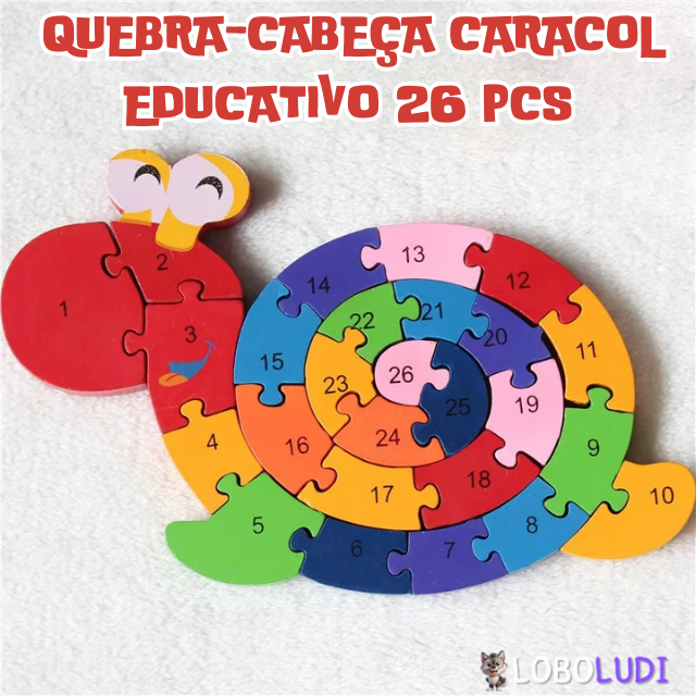 Quebra-Cabeça Caracol Educativo 26 pcs Loboludi