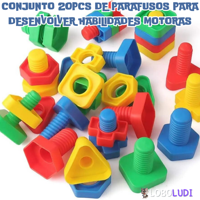 Conjunto 20pcs de Parafusos para Desenvolver Habilidades Motoras Loboludi