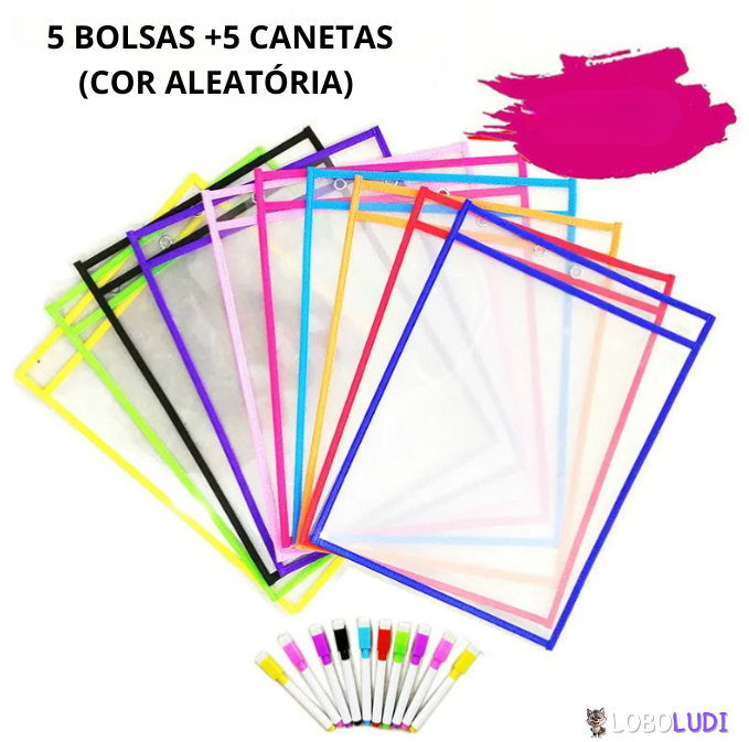 Bolsos Transparentes Apagáveis Para Atividade 10PCS Loboludi