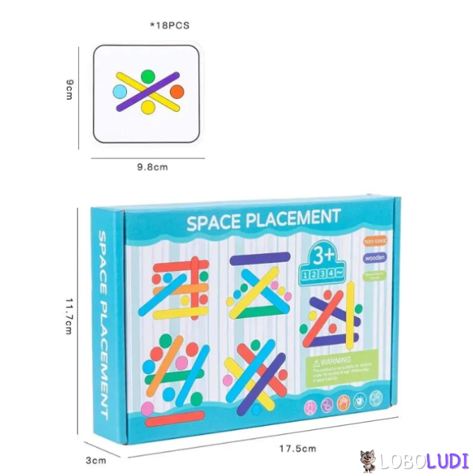 Jogo Inteligente Quebra cabeça de Madeira Cognitivo Montessori LOBOLUDI