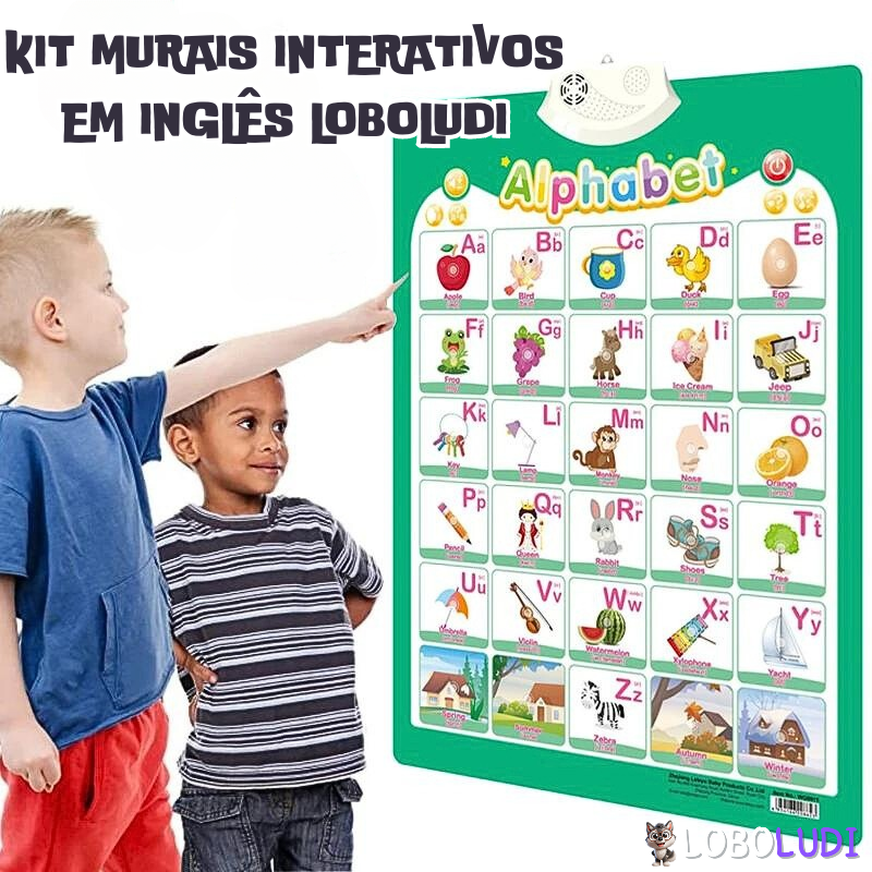 Kit Murais Interativos em Inglês Loboludi - 9 Peças