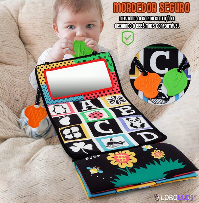 Brinquedo Tummy Time Sensorial para Bebês com espelho Montessori Loboludi