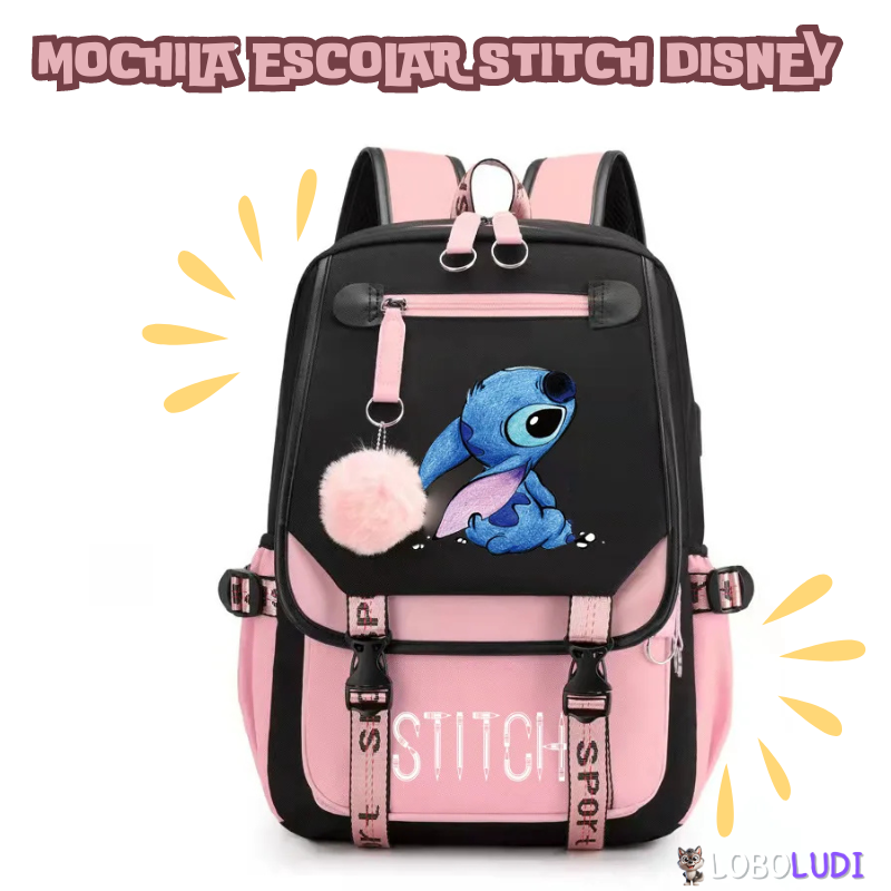 Mochila Escolar Stitch Disney Loboludi