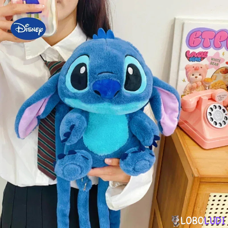 Mochilinha Kawaii Stitch Azul de Pelúcia Disney LOBOLUDI