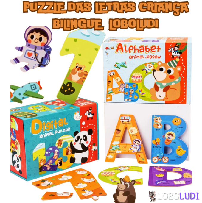 Puzzle das Letras Criança Bilingue Loboludi