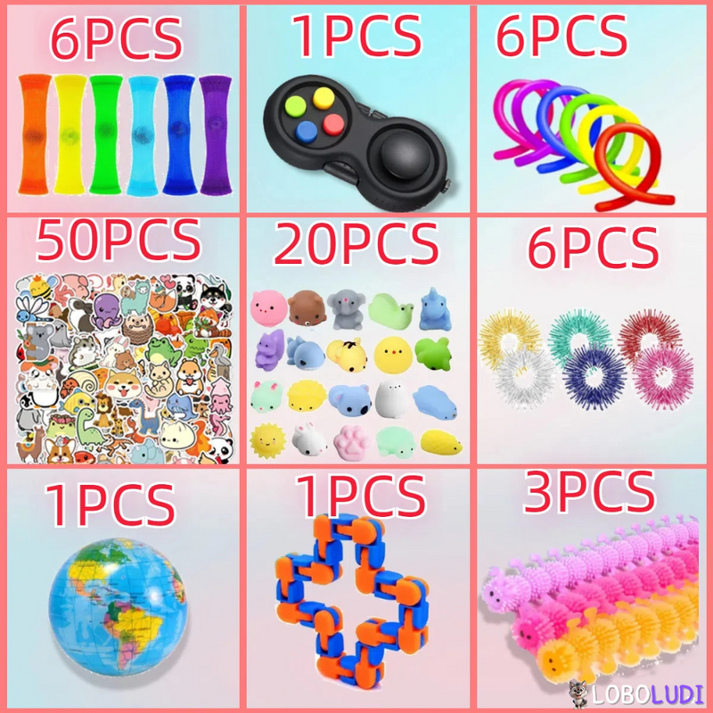 Kit Brinquedos Sensoriais Fidget Pop It De 120 Pcs Para Autistas Loboludi