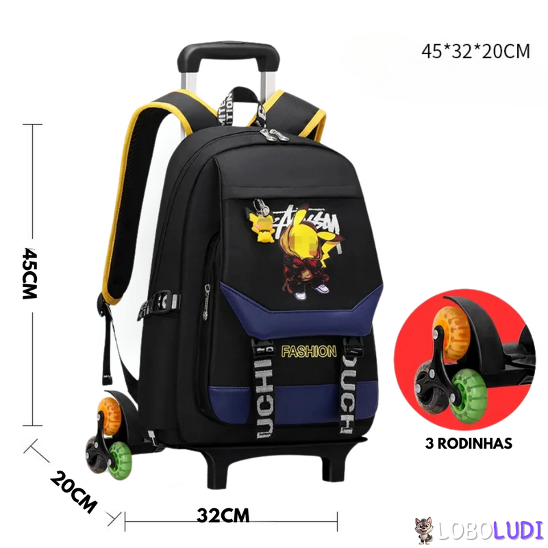 Mochila Escolar de Rodinhas Pokémon Loboludi